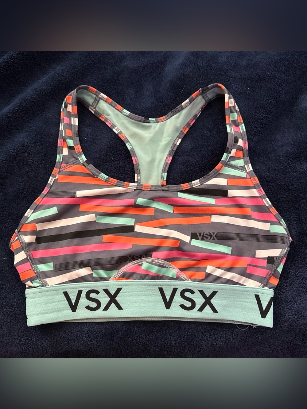 VSX Mint & Multi-Color Striped Racerback Sports Bra